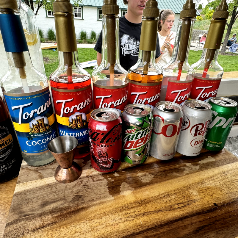 Assortment of different drink mixers and sodas